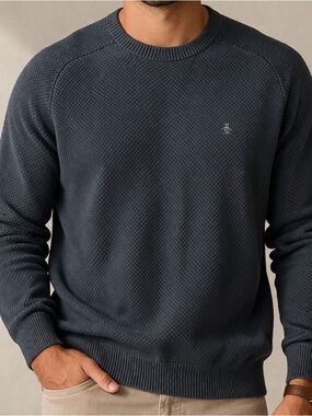 Original Penguin Navy Blue Crewneck Sweater Men’s XXL Classic Knit Pullover